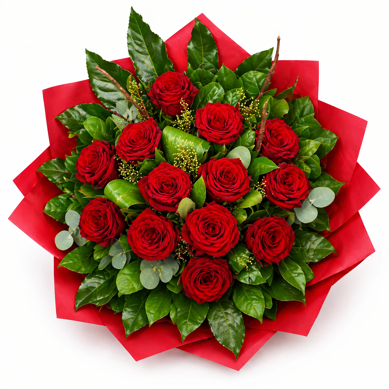 66D25C5B-66AC-49BA-8313-A30CEAF68126 Classic Dozen Roses Round Bouquet - Image 1