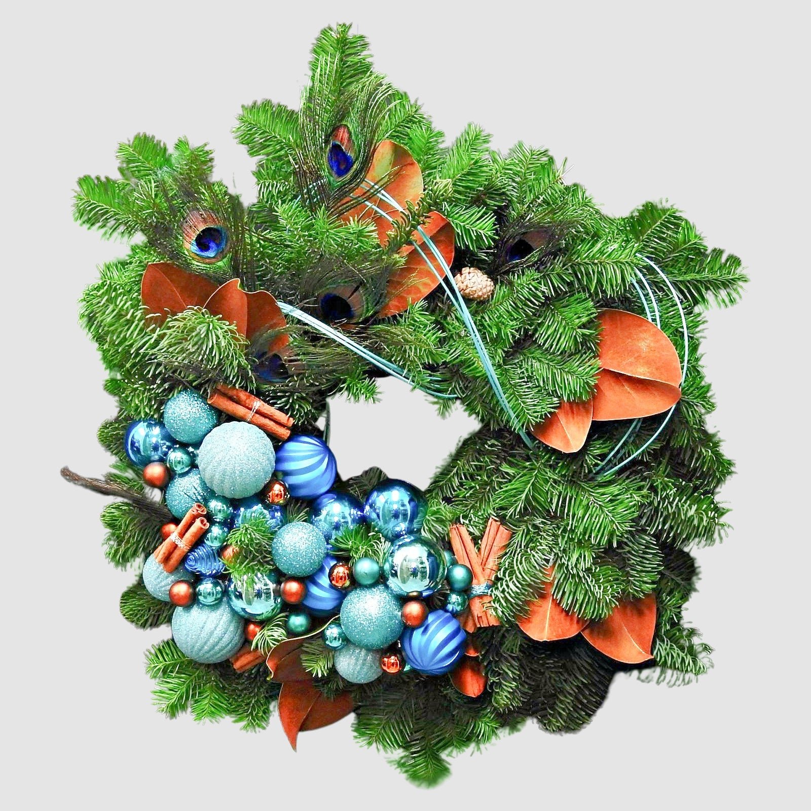 tookaflorist-simple-medium-blue-christmas-wreath-36429738311924.jpg Blue Christmas Wreath - Image 1