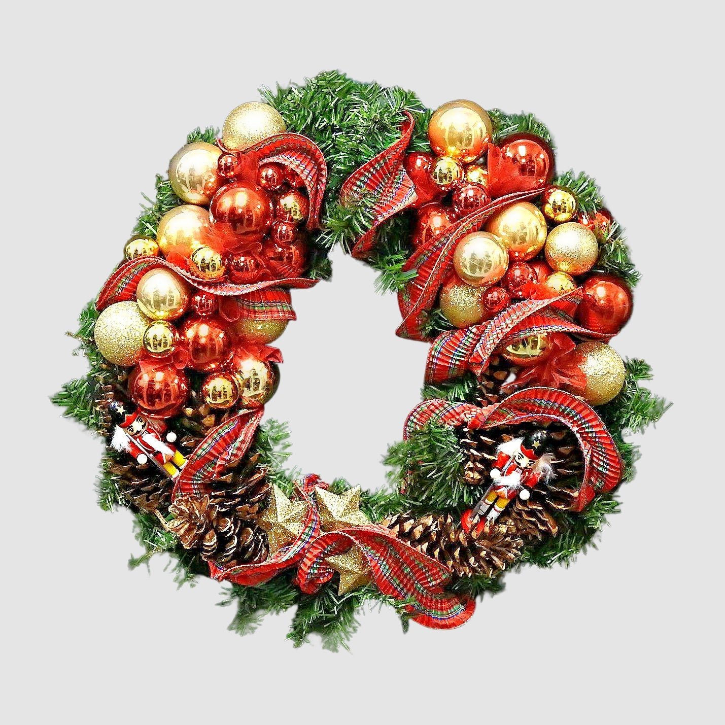 tookaflorist-simple-medium-red-and-gold-wreath-36429754597620.jpg Red and Gold Wreath - Image 1