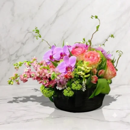 Pastel flower basket for Downtown Vancouver delivery
