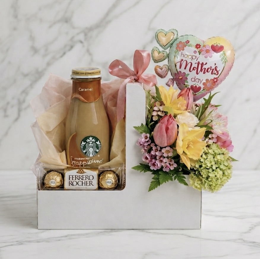 Coffee with Mom Mother's Day coffee and flower gift box for delivery in Downtown Vancouver.