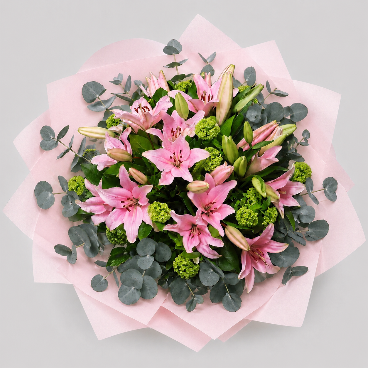 E94828ED-BA92-458E-9321-19CCB4022797.png Pink Lilies hand tied Bouquet - Image 1