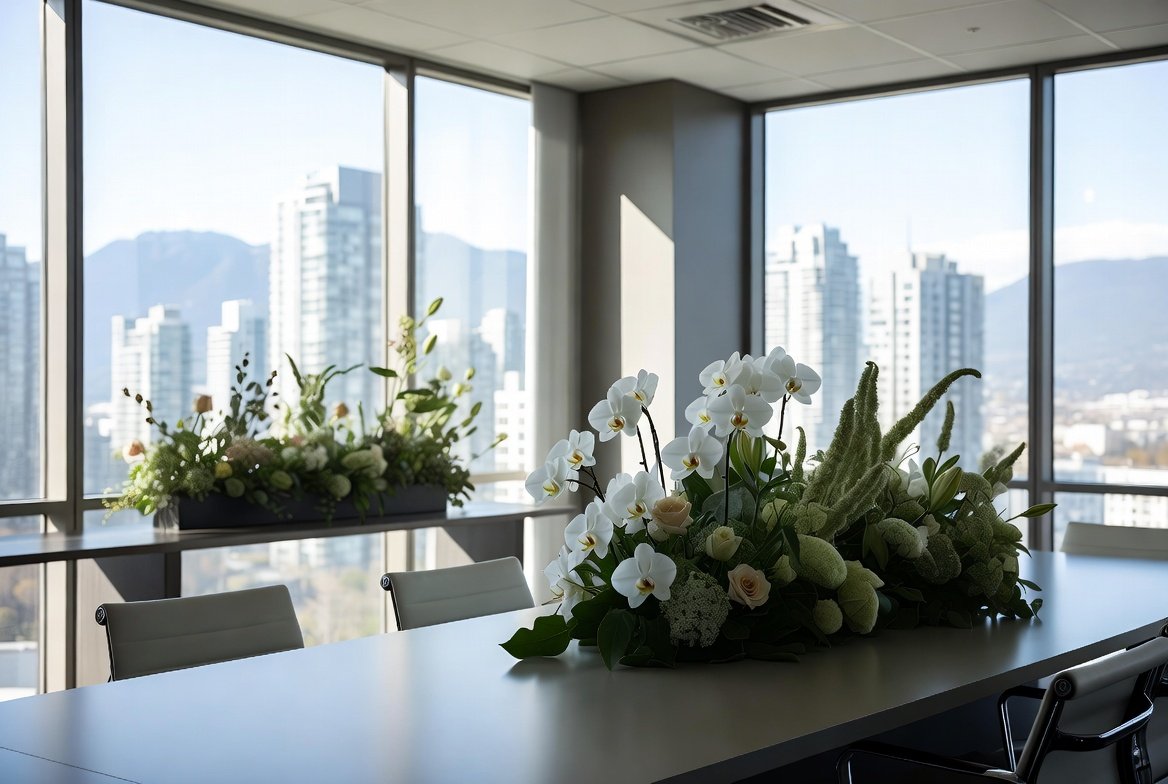 Modern Office Floral Decor Vancouver - Corporate Meeting Room Flower Arrangements